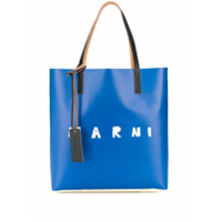 Marni Bolsa tote com estampa de logo - Azul