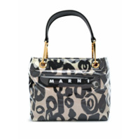 Marni Bolsa tote com estampa de logo - Preto