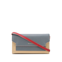 Marni Bolsa transversal color block com logo - Cinza