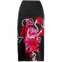 Marni brushstroke floral print skirt - Preto
