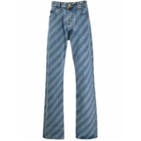 Marni Calça jeans reta com listras diagonais - Azul