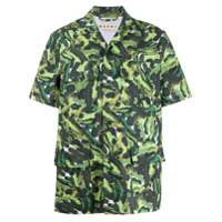 Marni Camisa mangas curtas com estampa de pinceladas - Verde