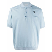 Marni Camisa polo com patch de logo e barra canelada - Azul