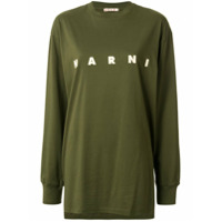 Marni Camiseta assimétrica com estampa de logo - Verde