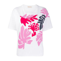 Marni Camiseta branca de algodão com estampa de folhas - Branco