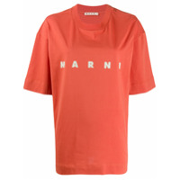 Marni Camiseta gola careca com logo - Laranja