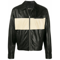 Marni Jaqueta de couro bicolor com zíper - Preto