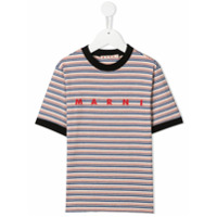 Marni Kids Camiseta com logo e listras - Branco