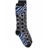 Marni Par de meias com padronagem quadrada - Azul
