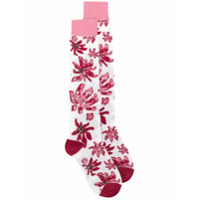 Marni Par de meias de tricô com estampa floral - Rosa