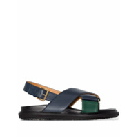 Marni Sandália Fussbett color block de couro - Azul