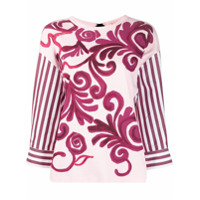 Marni striped sleeves floral print blouse - Rosa