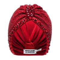 MaryJane Claverol Alma bead embellished turban - Vermelho
