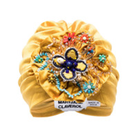 MaryJane Claverol canaria bead embellished turban - Amarelo