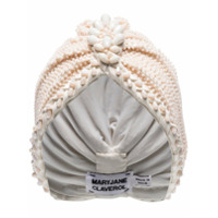 MaryJane Claverol Guayana bead embellished turban - Branco