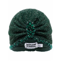 MaryJane Claverol Guayana bead embellished turban - Verde