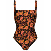 Matteau Maiô Hibiscus com decote quadrado - Laranja