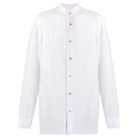 Mazzarelli Camisa de linho com gola padre - Branco