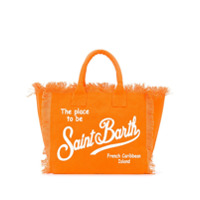 Mc2 Saint Barth Bolsa com estampa de logo e acabamento desfiado - Laranja