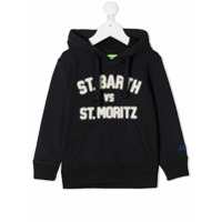 Mc2 Saint Barth Kids chest logo cotton hoodie - Azul