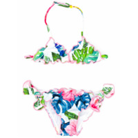 Mc2 Saint Barth Kids halter neck floral print bikini - Verde