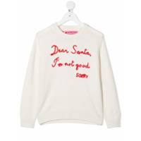 Mc2 Saint Barth Kids knitted slogan detail sweater - Branco