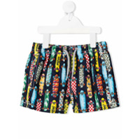 Mc2 Saint Barth Short de natação com estampa skateboard - Azul