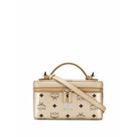 MCM Bolsa tote com estampa de logo corrido - Dourado