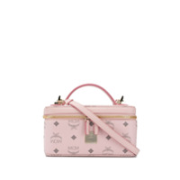 MCM Bolsa tote com estampa de logo corrido - Rosa