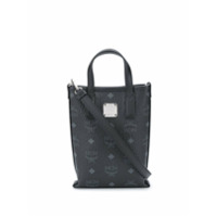 MCM Bolsa tote pequena com estampa de logo - Preto