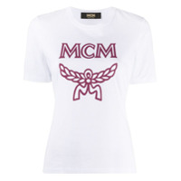 MCM Camiseta de algodão com estampa de logo - Branco