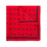 MCM logo print silk-cotton mix scarf - Vermelho
