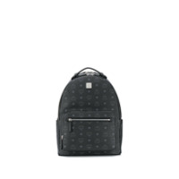 MCM Mochila com zíper e estampa de logo - Preto