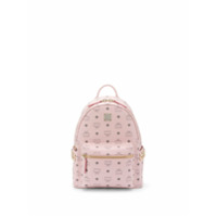 MCM Mochila com zíper e estampa de logo - Rosa