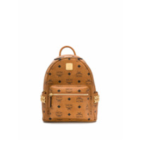 MCM Mochila de couro com estampa Visetos - Marrom