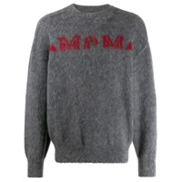 MCM Suéter de tricô com textura e logo - Cinza