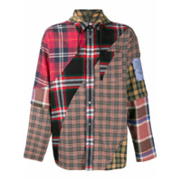 McQ Swallow Camisa com patchwork e capuz - Vermelho