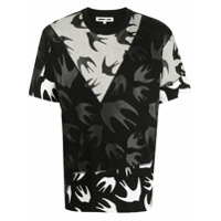 McQ Swallow Camiseta com estampa de pássaro e recortes - Preto