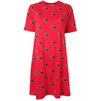 McQ Swallow Vestido mini com estampa de andorinhas - Vermelho