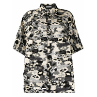 Miaoran Camisa translúcida com estampa camuflada - Preto