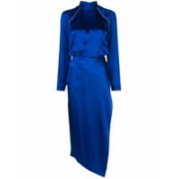 Michelle Mason Vestido gola alta com aplicação - Azul