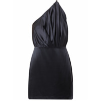 Michelle Mason Vestido ombro único de seda - Preto