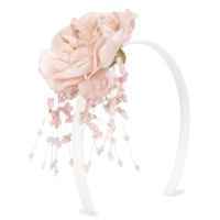 Mimilù Headband com aplicação floral e contas - Branco