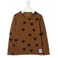 Mini Rodini Camiseta com estampa de coração - Marrom