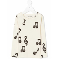 Mini Rodini Camiseta com estampa de nota musical - Branco