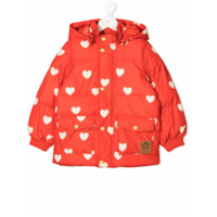 Mini Rodini Casaco matelassê com estampa de coração - Vermelho
