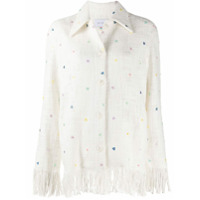 Mira Mikati Jaqueta com franjas e bordado de contas - Branco