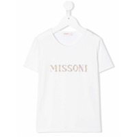 Missoni Kids Camiseta decote careca com logo em strass - Branco