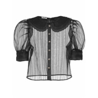 Miu Miu Blusa translúcida com mangas curtas - Preto