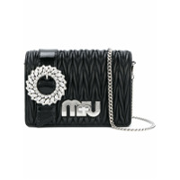 Miu Miu Bolsa tiracolo 'Miu Crystal' de couro - Preto